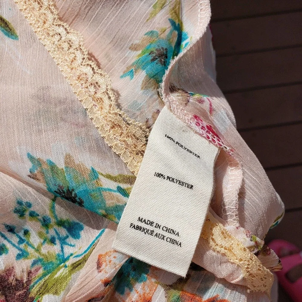 Tank Floral Pink Blush Sleeveless Sharkbite Cami Sz S STEVE MADDEN - Picture 10 of 10